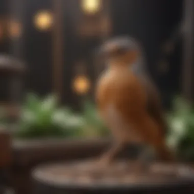 Bird in a Safe and Stimulating Environment Bird enjoying a safe and stimulating environment on a play stand