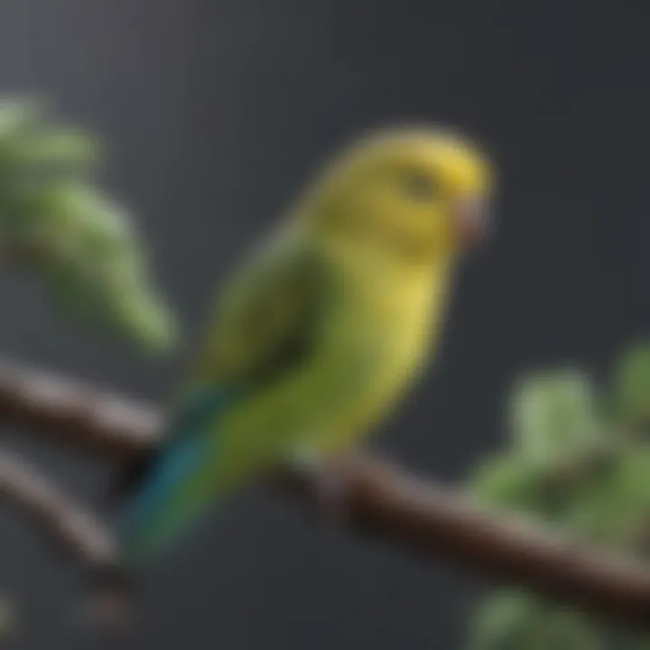 A well-groomed budgie perched on a branch