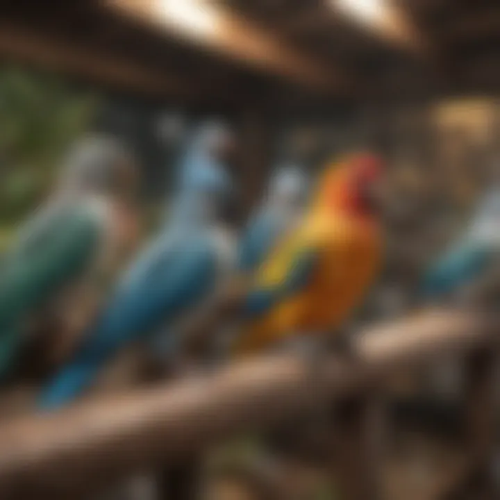 Different types of aviaries displayed in a showroom