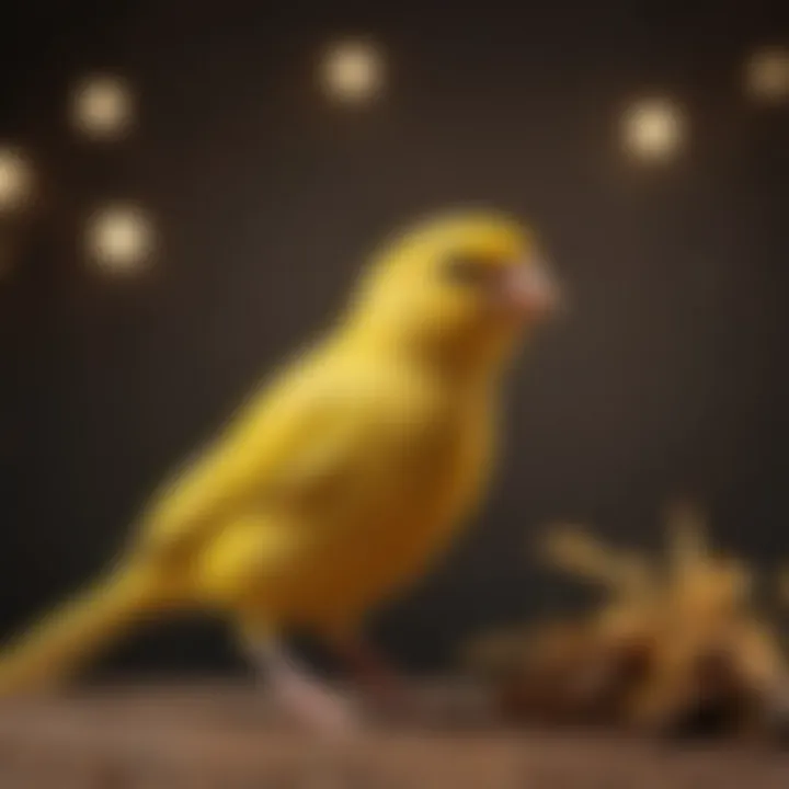 A canary perched happily, showcasing its vibrant feathers