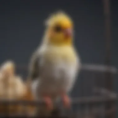 Cockatiel perched happily in a well-designed cage