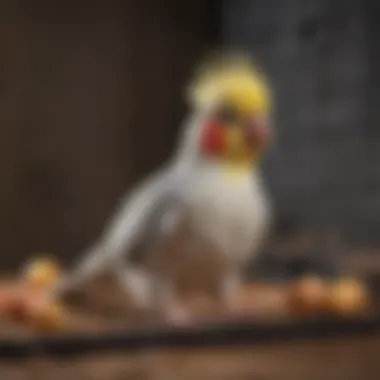 Healthy cockatiel enjoying a clean and safe cage environment