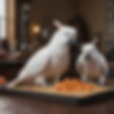 A well-balanced cockatoo diet displayed on a feeding tray