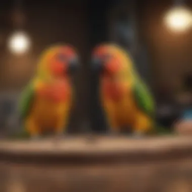 A conure demonstrating a trick, highlighting the bond with its trainer.