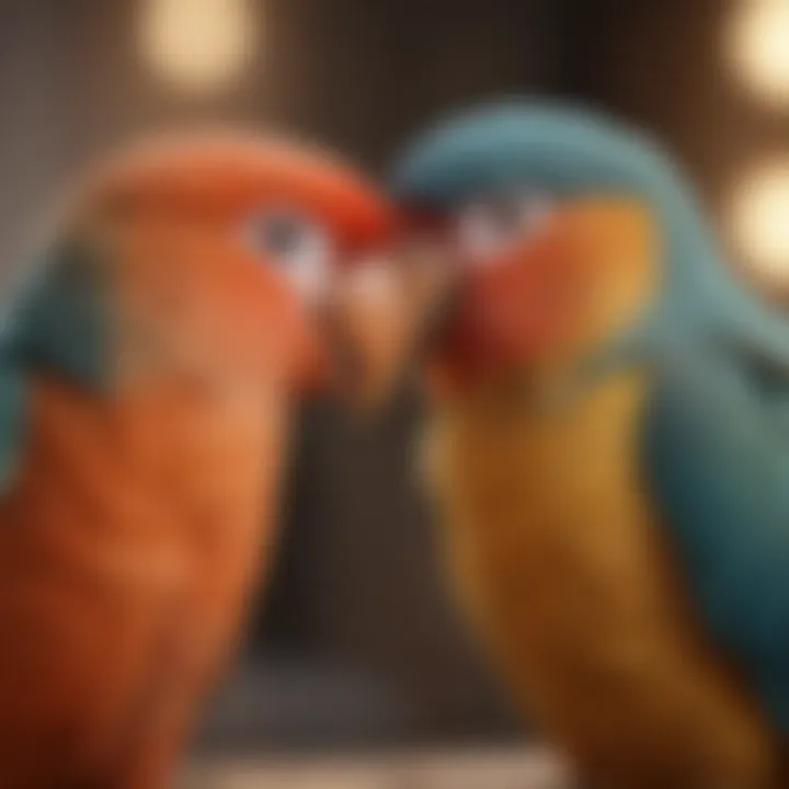 Close-up of a health checkup on a love bird