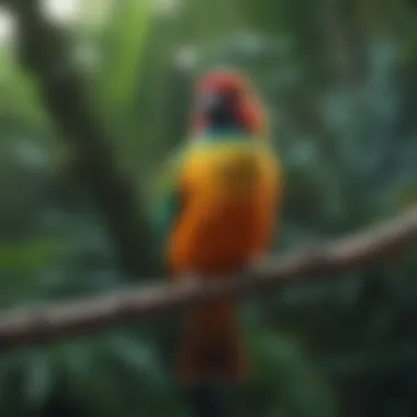 Colorful tropical bird perched on a branch