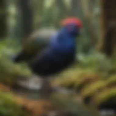 A unique Takahe bird with vibrant plumage.