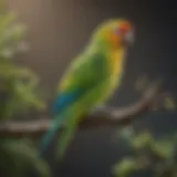 Vibrant parakeet perched on a branch