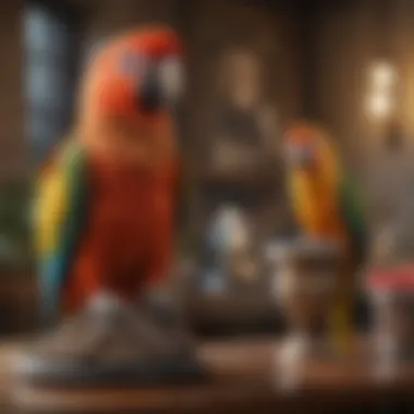 Healthy parrot in a well-decorated living space