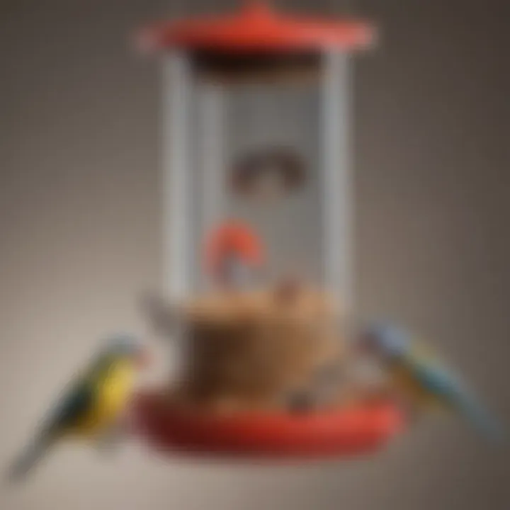 Close-up of a Perky Pet bird feeder showcasing its replacement parts