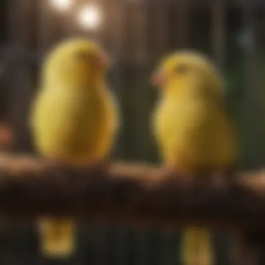 Canary singing happily in a cozy cage