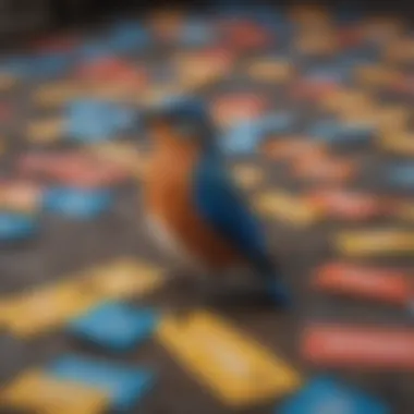 A collection of colorful name tags for blue birds