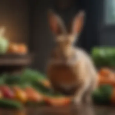 A variety of fresh vegetables for rabbit nutrition