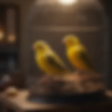 Canary enjoying a well-furnished cage