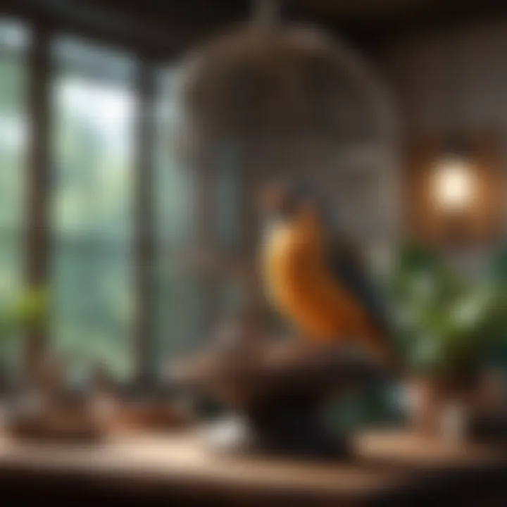 Bird enjoying a vibrant and enriched living space