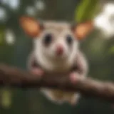 A sugar glider perched on a branch, showcasing its gliding membrane and distinctive markings.