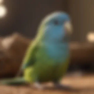 Close-up of a Pacific Parrotlet in a social interaction