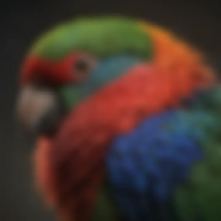 Close-up of Eclectus parrot's colorful feathers