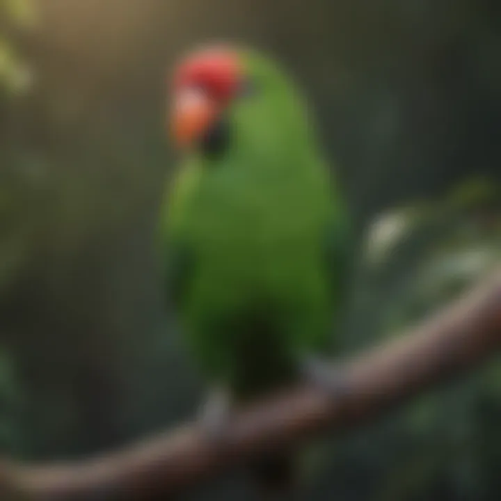 Vibrant Eclectus parrot perched on a branch