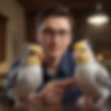 Bonding Moments Between Owner and Cockatiel Owner interacting with a cockatiel