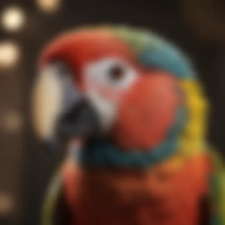 Close-up of a parrot showcasing its vibrant feathers