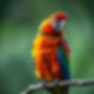 Colorful talking parrot perched on a branch