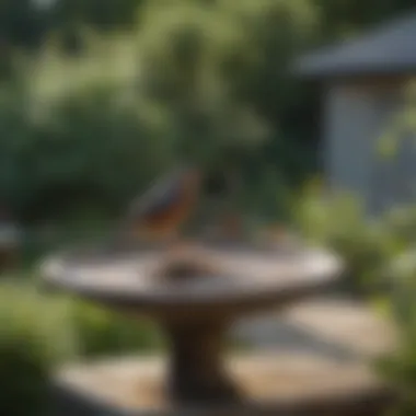 Placement strategy for bird bath in garden