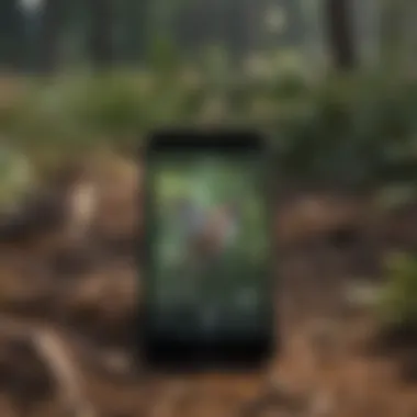Utilizing Technology for Bird Song Recognition A close-up of a smartphone displaying a bird song identification app in use.