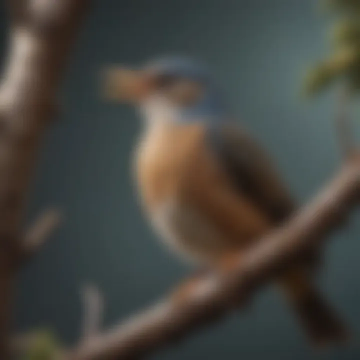 A close-up of a bird perched on a branch, vocalizing its distinctive call