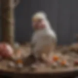 Spacious cage setup for cockatiels featuring natural perches and toys