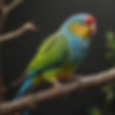 Colorful parakeet perched on a branch