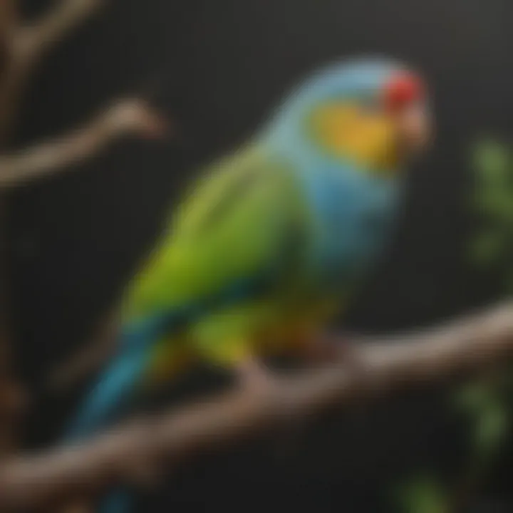 Colorful parakeet perched on a branch