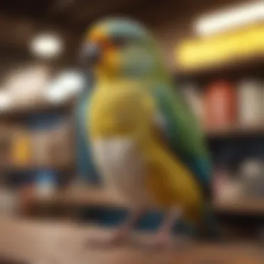 Diverse bird species in a pet store