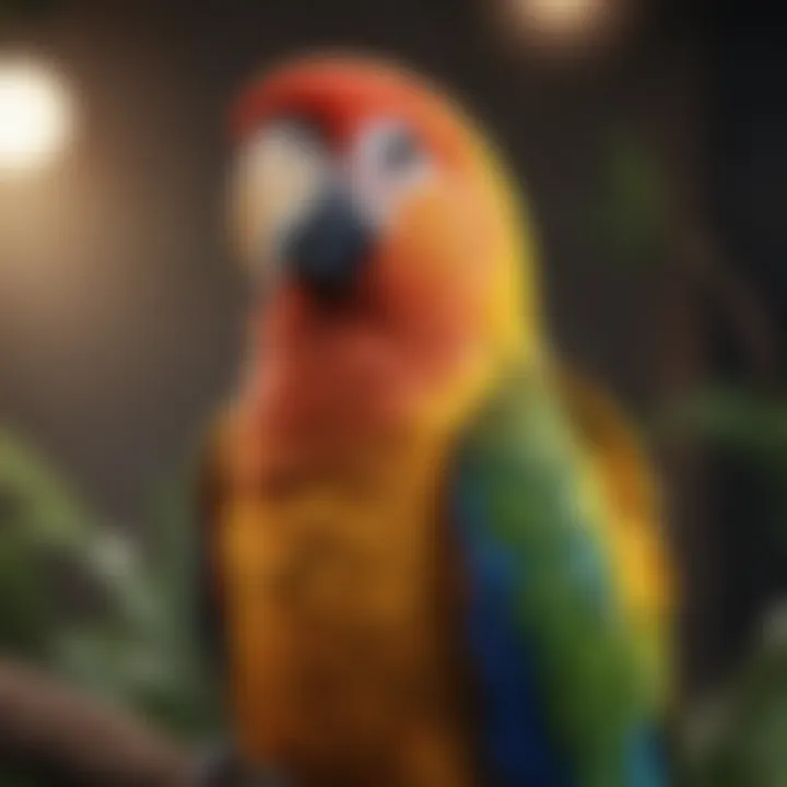 A colorful parrot perched on a branch