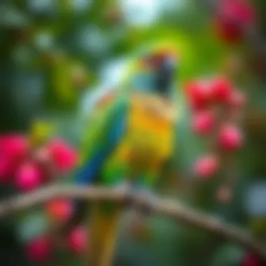 A vibrant parrot perched on a branch, symbolizing the beauty of pet birds.