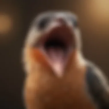 The Yawn of a Bird A close-up of a bird yawning, showcasing its beak wide open.