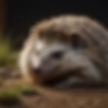 A hedgehog curled up, demonstrating its natural behavior