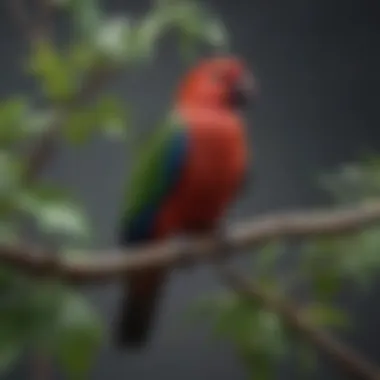 Eclectus parrot perched on a branch, looking curiously at the surroundings