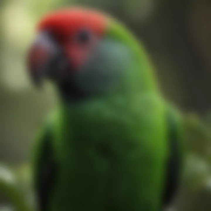 Stunning male Eclectus parrot displaying vibrant green plumage