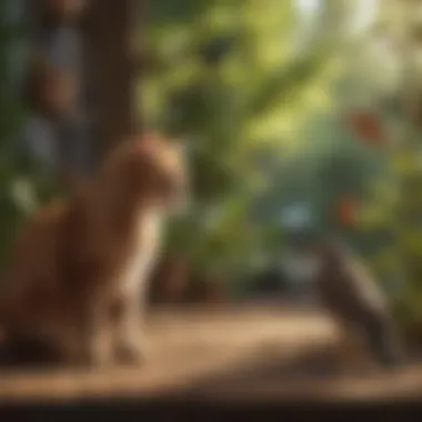 Understanding Cat Instincts A cat observing a bird from a distance, highlighting instinctual behaviors