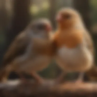 Birds in a protective habitat, demonstrating safety measures