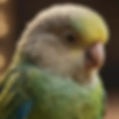 Close-up of a budgerigar, one of Elvis' favored companions