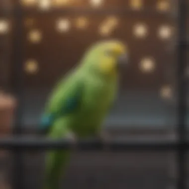 Enriched environment in a parakeet breeding cage