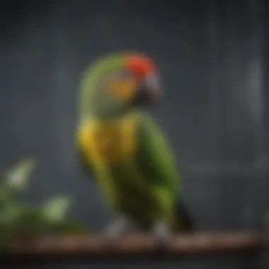 Healthy Amazon parrot enjoying its spacious cage