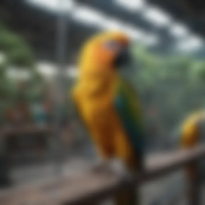 Spacious aviary designed for various parrot species