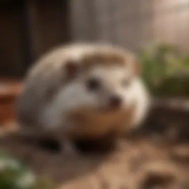 Eco-friendly bedding material arranged in a hedgehog cage.