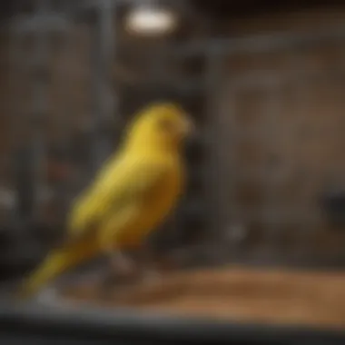 Well-organized layout of a canary breeding cage