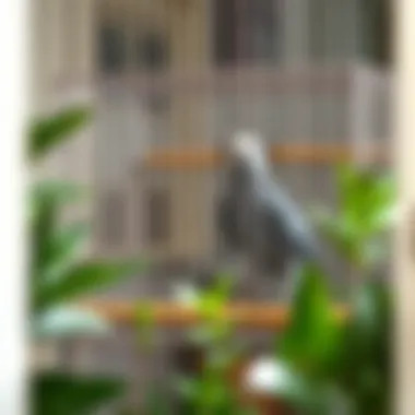 Optimal placement of a bird cage for African Grey Parrots in a home