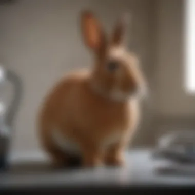 A rabbit receiving a gentle health check-up from a veterinarian