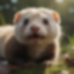 A playful ferret exploring its surroundings